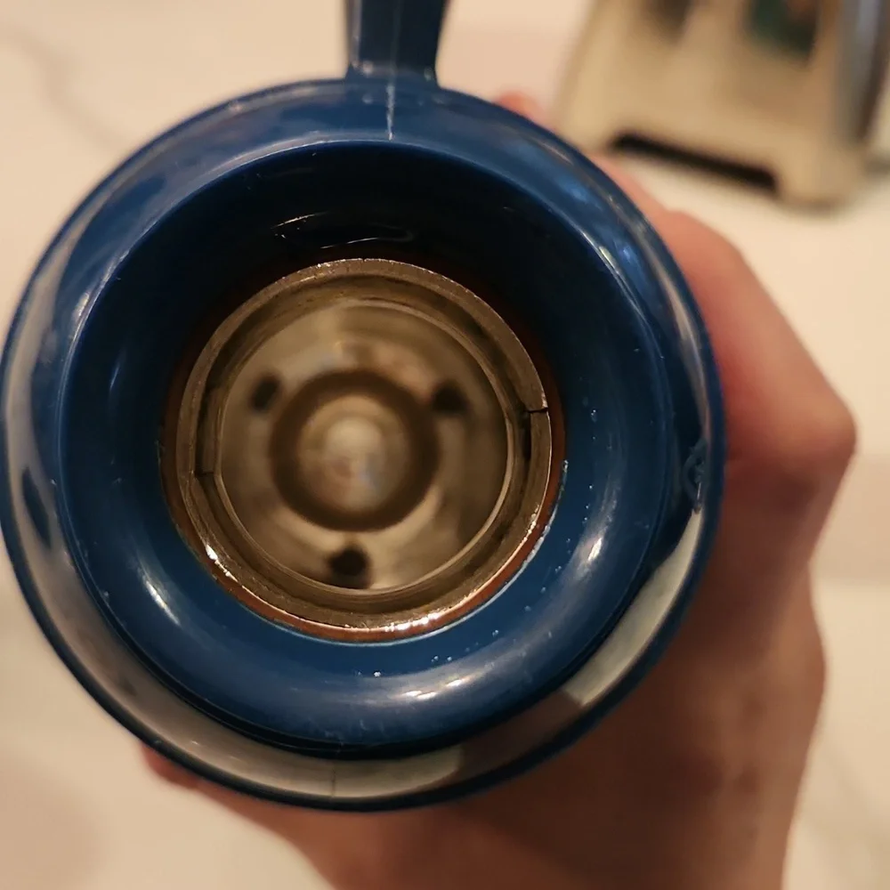 Vtg Blue Plastic 1.0 Liter Hot/Cold Beverage Thermos Limited w/ Handle England - Picture 4 of 5